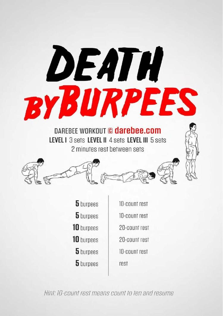 Death by Burpees workout poster
